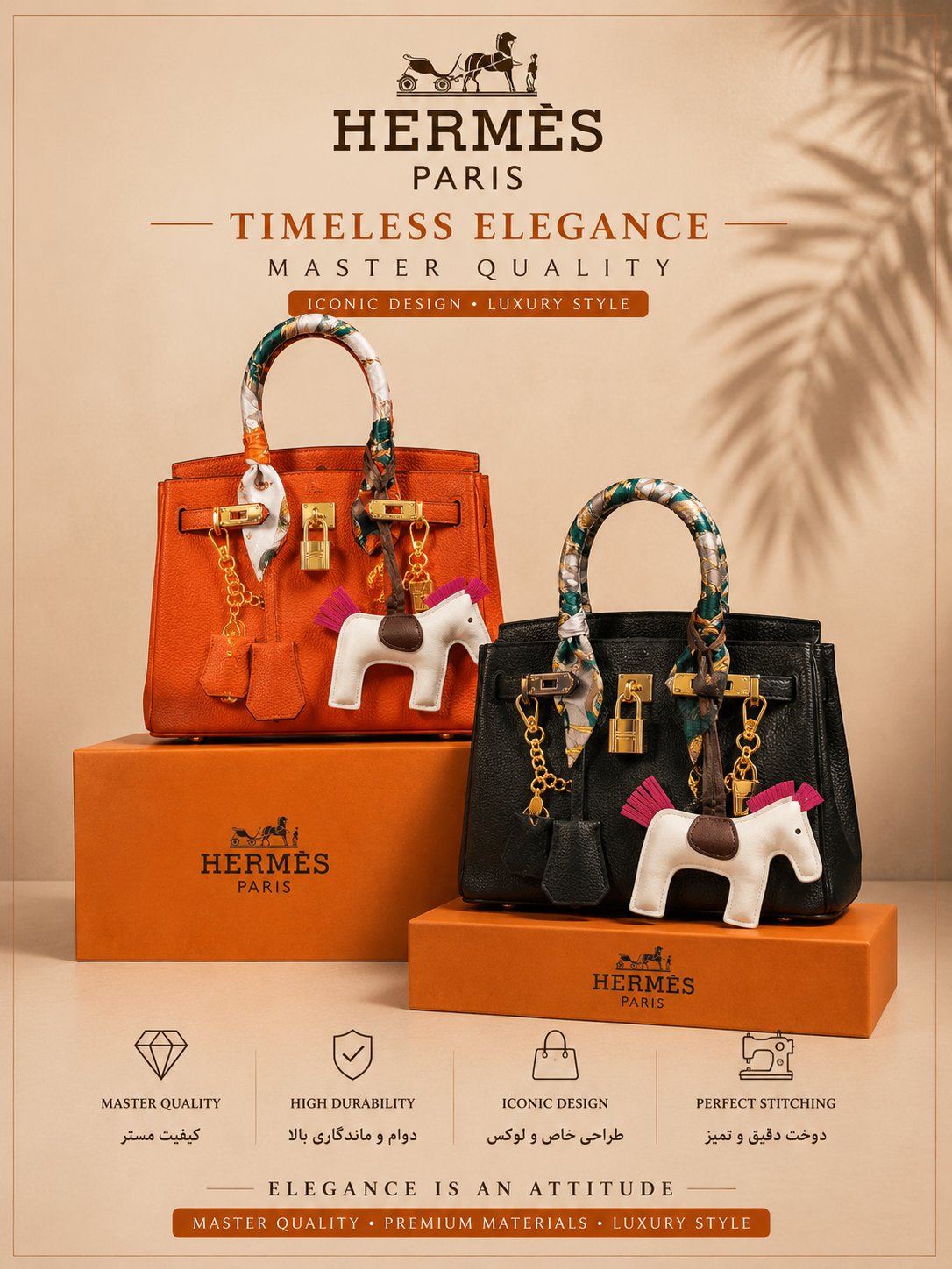کیف مستر خارجی مدل birkin فلوتر