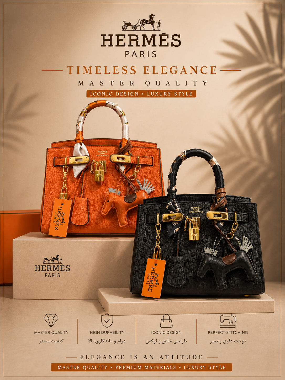 کیف زنانه مسترخارجی مدل خاویاری birkin