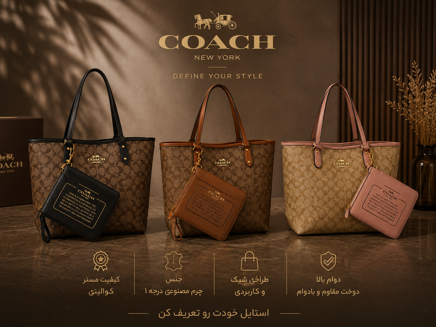 کیف زنانه مسترخارجی مدل coach بزرگ